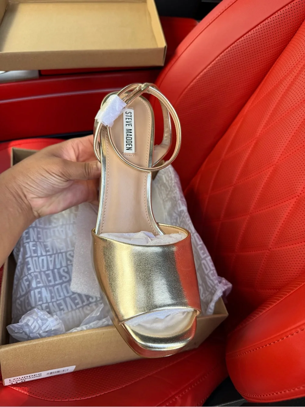 Steve Madden Metallic Gold Platform Block Heel Sandals Size 11 *New in box*